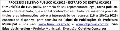 Edital De Turu U Rs Processo Seletivo Extrato Di Rio Da