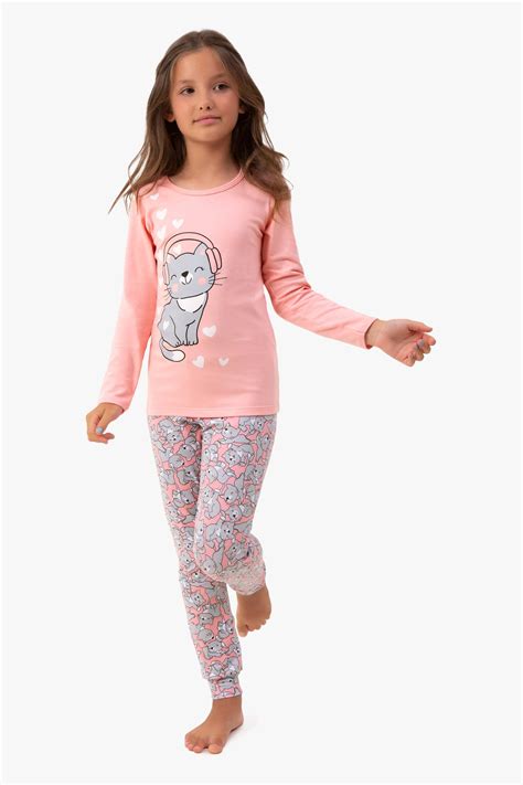 Pijama Longo Infantil Gatinhas Brilha No Escuro Dedeka