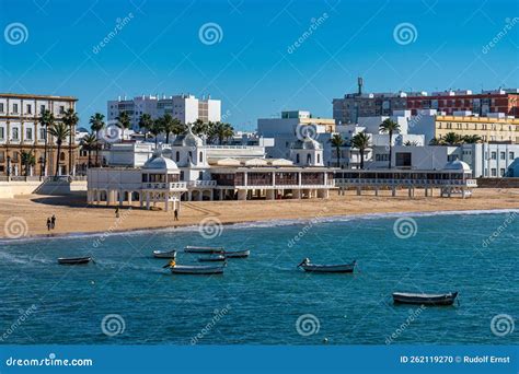 Cadiz Spain Nov La Caleta Beach In Cadiz Andalusia Spain