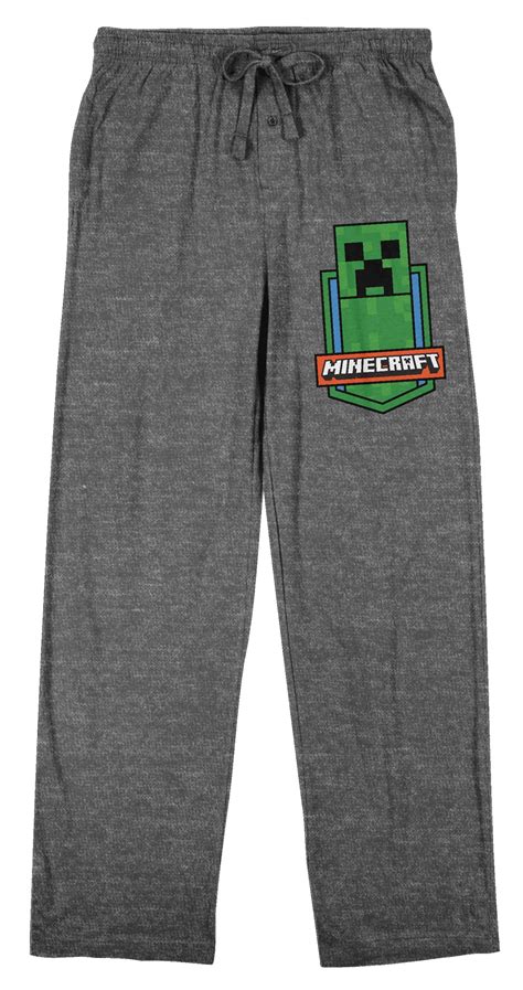 Minecraft Creeper Badge Mens Graphite Heather Sleep Pants Medium