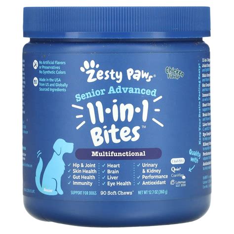 Zesty Paws Advanced 11 In 1 Multifunctional For Dogs Senior Chicken