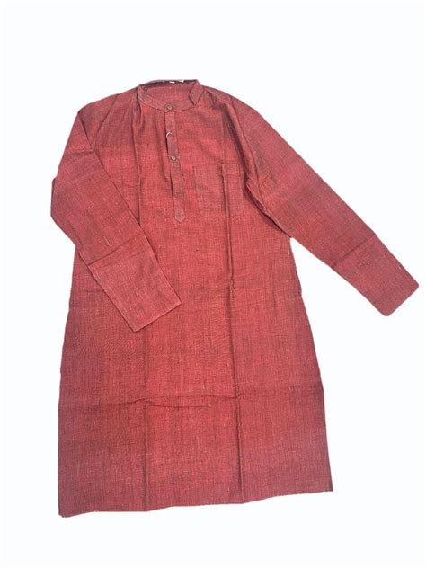 Cotton Solid Men Red Long Khadi Kurta At Rs Piece In Aurangabad