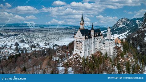 Aerial View of the Neuschwanstein Castle or Schloss Neuschwanstein on a ...