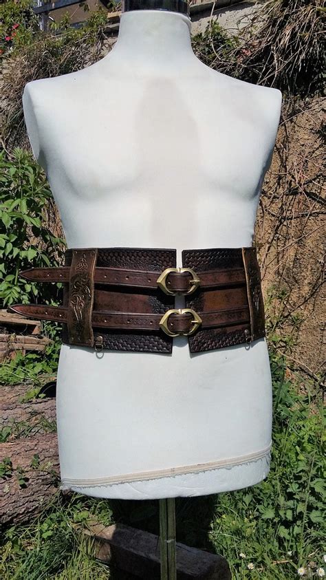 Pirate Belt With Double Buckle And Celtic Decorations Warrior Waistband