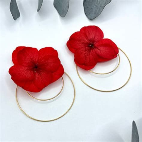 BFlower bijoux en fleurs stabilisées et fleurs naturelles boucles d