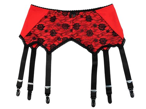 Premier Lingerie Red 6 Strap Pull On Lace Panel Suspender Garter