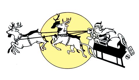 Santa And Reindeer Clip Art Black And White Clip Art Library