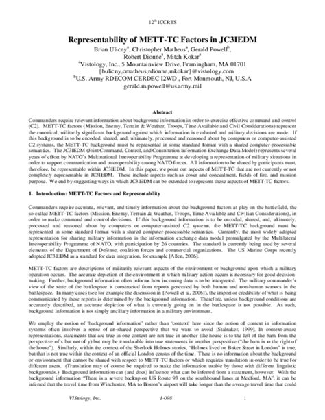 (PDF) METT-TC Factors Representation in JC3IEDM for C2