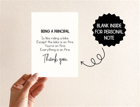 Principal Appreciation Card Printable Principal Thank You Etsy