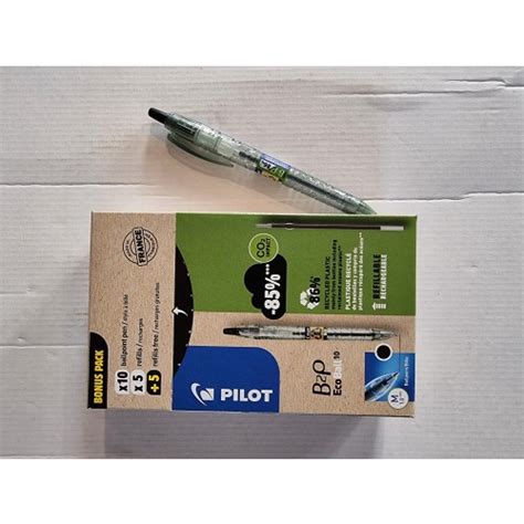 Pilot Greenpack B2P EcoBall Black Ballpoint Pens X 10 Plus 10 Refills