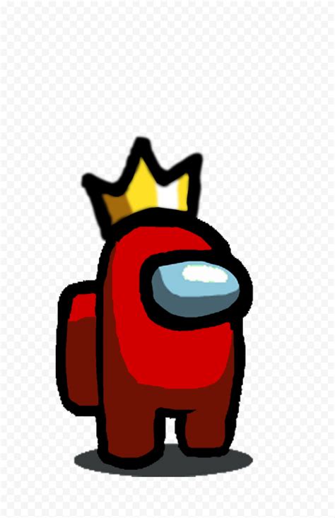 Hd Among Us Red Crewmate Character With Crown Hat Png Citypng Crown