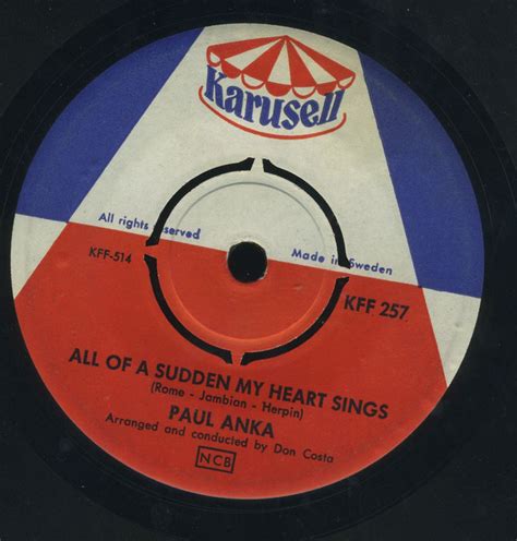 Album All Of A Sudden My Heart Sings De Paul Anka Sur Cdandlp