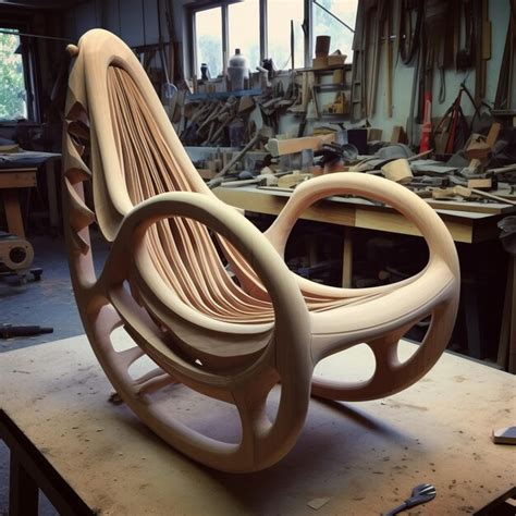 Premium Photo Artistic Rocking Chair With Organic Forms