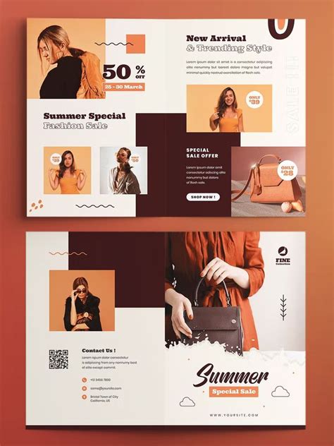 Summer Fashion Sale Bifold Brochure Template AI EPS PSD Bi Fold