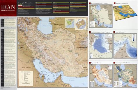 Large Scale Detailed Country Profile Wall Map Of Iran 2009 Iran