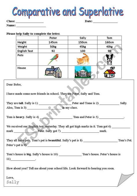 Comparative And Superlative Easy Exercises Printable Templates Free