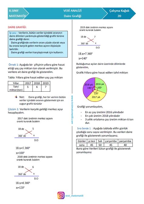 8 SINIF DAİRE GRAFİĞİ KONU ANLATIMI Test Matematik