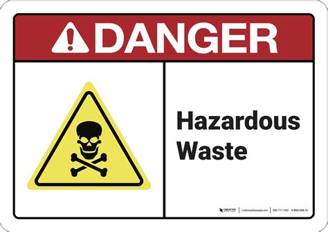 Danger Hazardous Waste Ansi Wall Sign Creative Safety Supply