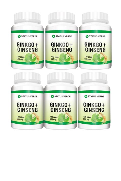 Kit 6 Ginkgo Biloba Ginseng 720cáps 500mg Status Verde Status Verde