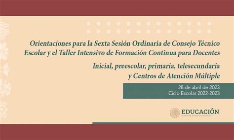 Cte Abril De Orientaciones Sexta Sesi N Ordinaria Del Cte