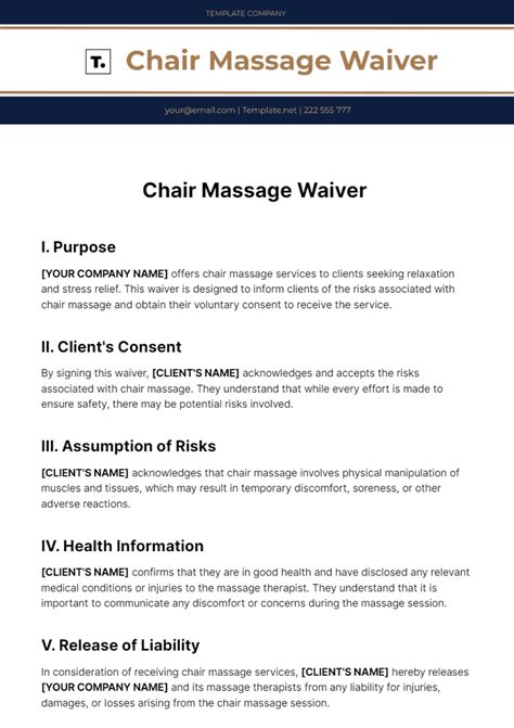 Free Chair Massage Waiver Template to Edit Online