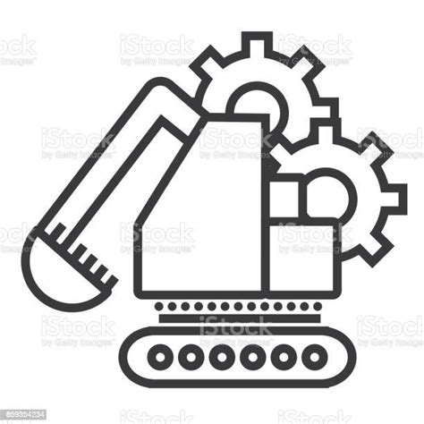 挖掘機向量線圖示 標誌 插圖背景可編輯筆觸向量圖形及更多一個物體圖片 一個物體 一把 交通方式 Istock