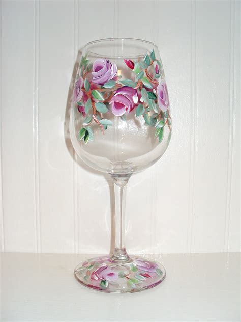 Rose Wine Glass Hand Painted Roses On A Wine Glass Heidi Evans Flickr