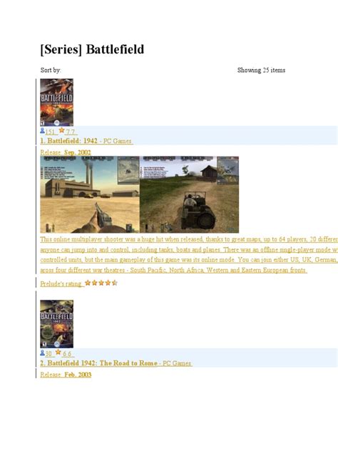 (Series) Battlefield: Sort By: Showing 25 Items | PDF | Video Games