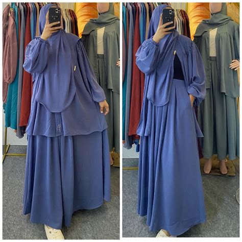 Jual One Set Hijab Sinta Set Rok Hijab Oval Syari Bahan Crinkle Airflow