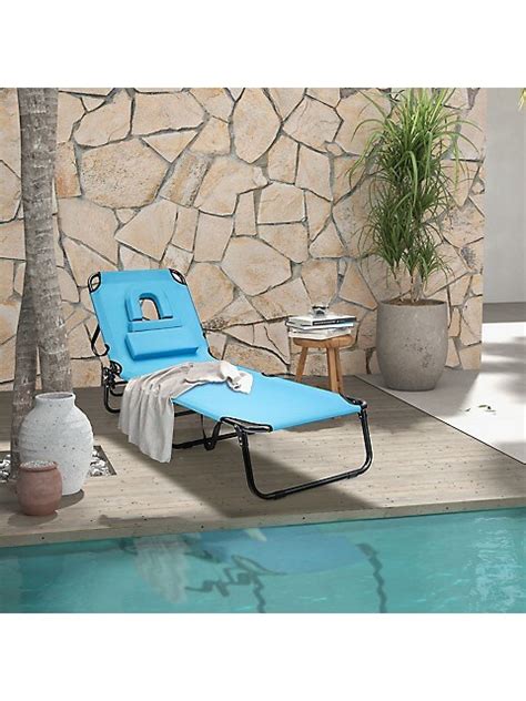 Costway Folding Chaise Lounge Chair Adjustable Outdoor Patio Beach