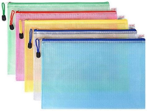 5 Pcs Plastic Wallets A4 Zip Wallets A4 Mesh Zipper Bags Zip Lock Bags