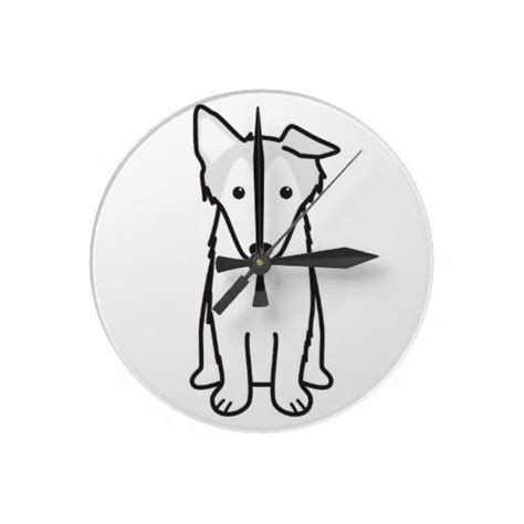 Collie Dog Cartoon Round Clocks Clock Collie Dog Cartoon Dog