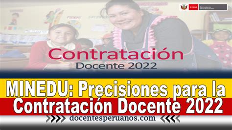 Minedu Precisiones Para La Contrataci N Docente