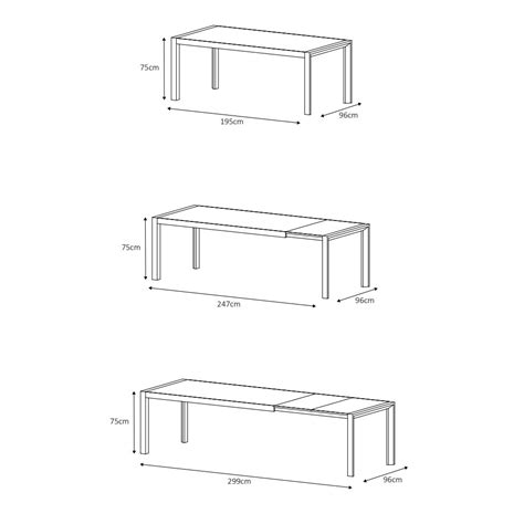 Mesa de jardín extensible 12 plazas Aluminio Amalfi 300 x 96 cm