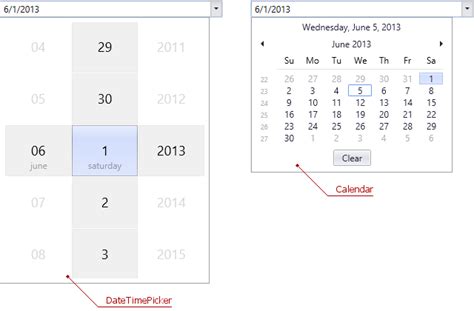 DateEdit DateEditPopupContentType Property WPF Controls DevExpress