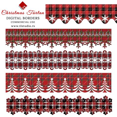 Christmas Tartan Digital Borders Christmas Plaid Border Etsy