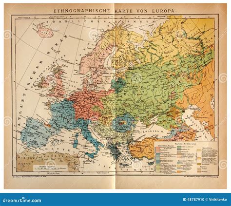 Old Ethnographic Map Of Europe Editorial Image Image Of East