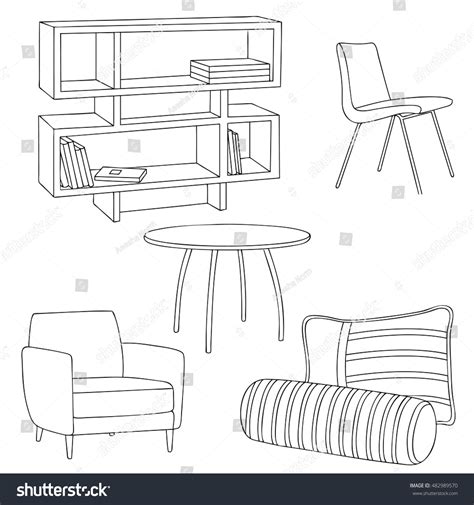 Furniture Sketch Outline Stock Vector Illustration 482989570 Shutterstock