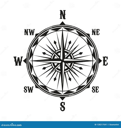 Vector Vintage Navigation Compass Symbol Stock Vector Illustration Of