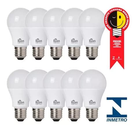 Kit 10 Lâmpada Bulbo Led 9w Amarelo 3000k Bivolt Kian Escorrega o Preço