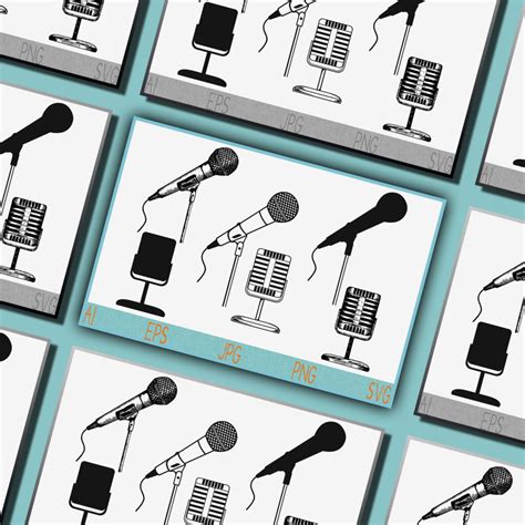 Microphone On A Stand Set Vector SVG MasterBundles