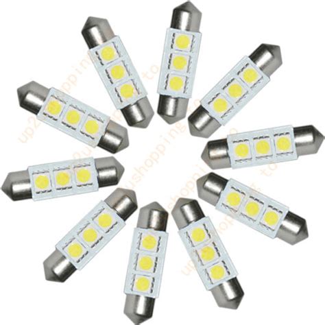 10PCS White 36MM 3 LED 5050 SMD Festoon Dome Car Light Interior Lamp