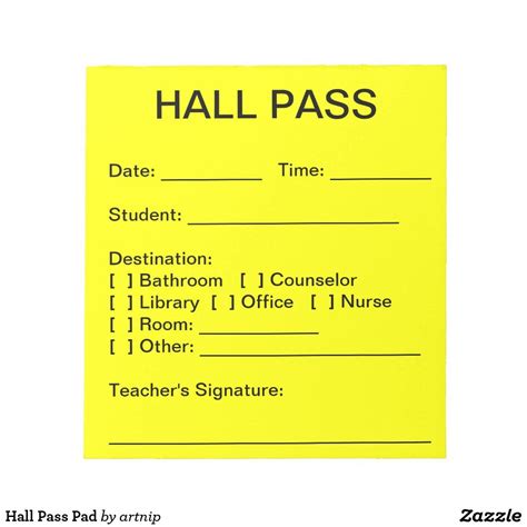 Hall Pass Pad Zazzle Teachers Toolbox Hall Pass Teachers