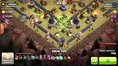 Clash Of Clans Attaque Gdc Contre Hdv En Gowipe Penta Golem