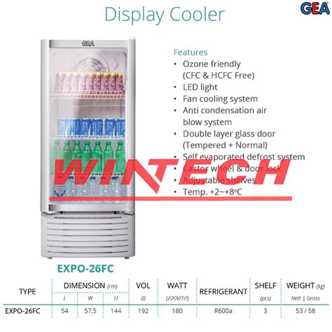 Jual Gea Expo Fc Satu Pintu Showcase Display Cooler Lemari Kaca