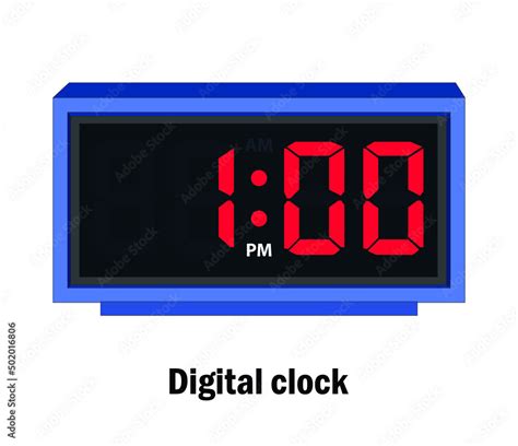 Digital Clock With Numbers Time 100 O Clock Stock Vector Adobe Stock