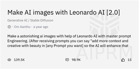 Prompt Make Ai Images With Leonardo Ai 20 By Om Aanthu Aiprm For Chatgpt