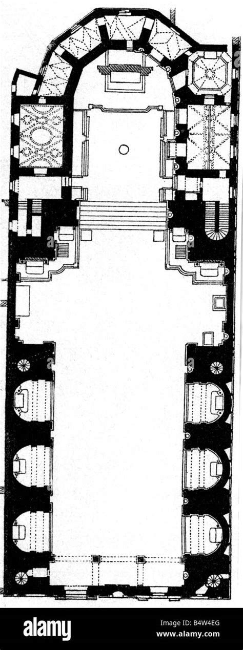 architecture, floor plans, Saint Michaels Church, Munich, built 1583 ...