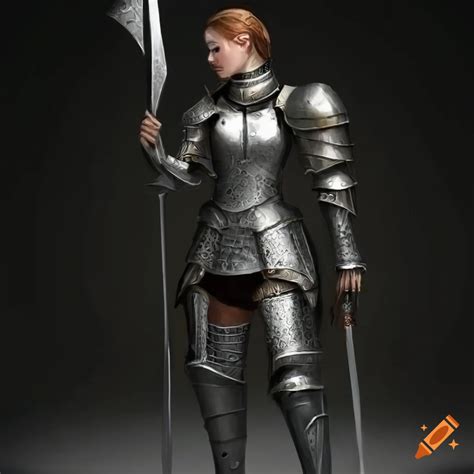 Illustration Of A Female Knight With A Spear And Sword On Craiyon