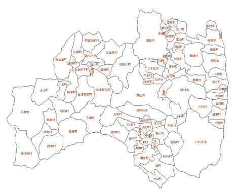 福島県白地図 「平成の大合併」徹底追跡